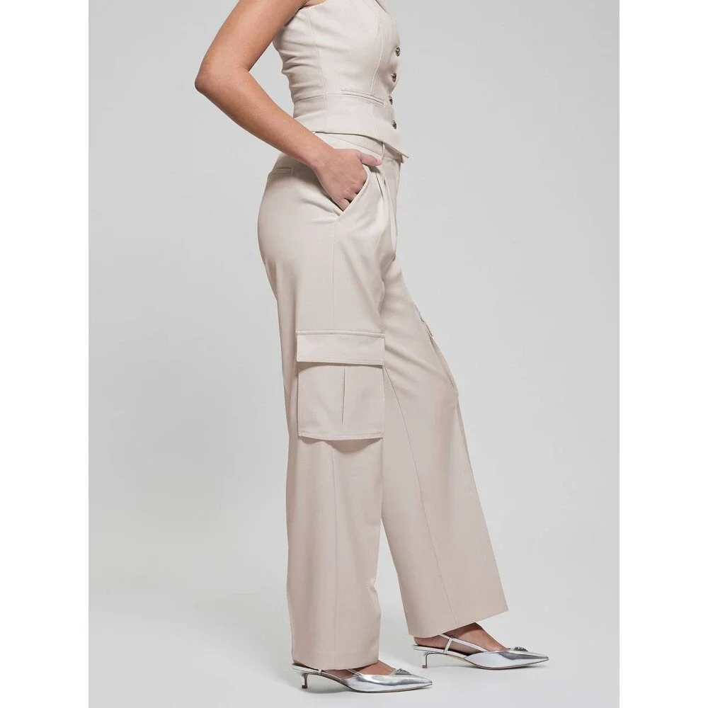 Guess Women’s Eco Matea Perfect Cargo Pants Beige XL $148 NWT - Picture 2 of 8
